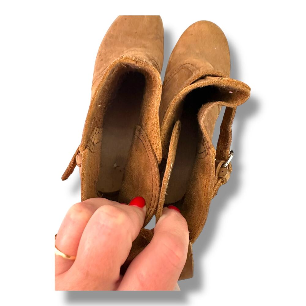 Swedish Hasbeens Sz 38 7.5 High Heel Jodhpur Booties Brown Leather Ankle Boot - Picture 6 of 10